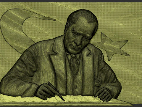 Gazi Mustafa Kemal Ataturk Bas Relief 3D Print Model