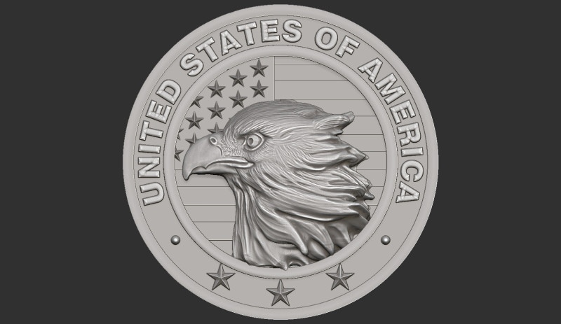 American Flag and Eagle Medal 3D Baskı Modeli .c4d .max .obj .3ds .fbx .stl .blend 