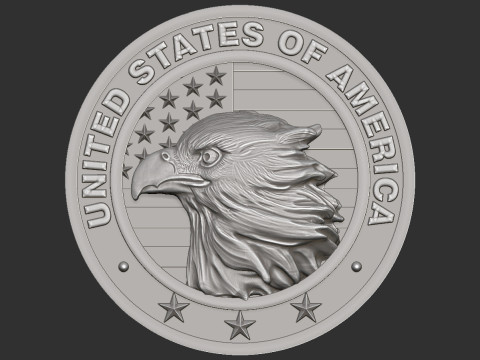 American Flag and Eagle Medal 3D Baskı Modeli