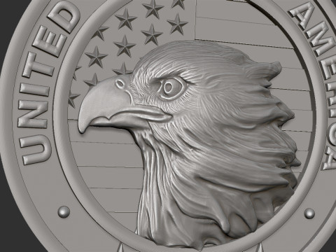 American Flag and Eagle Medal 3D Baskı Modeli