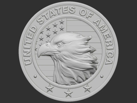 American Flag and Eagle Medal 3D Print Model
