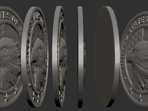 American Flag and Eagle Medal 3D Baskı Modeli