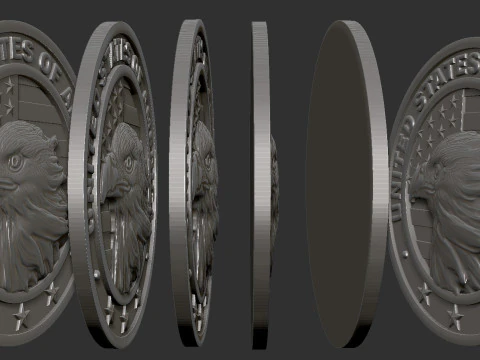 American Flag and Eagle Medal 3D Print Model