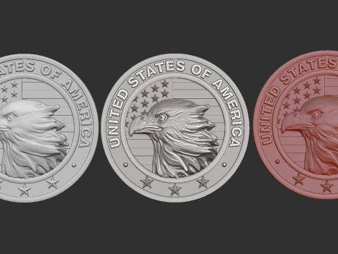 American Flag and Eagle Medal 3D Print Model