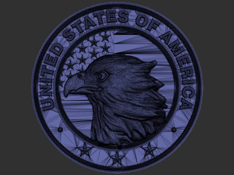 American Flag and Eagle Medal 3D Print Model