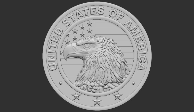 American Flag and Eagle 3D 打印模型 .c4d .max .obj .3ds .fbx .stl .blend 