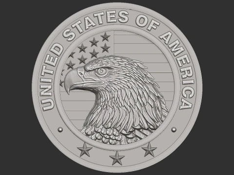 American Flag and Eagle 3D Print Model