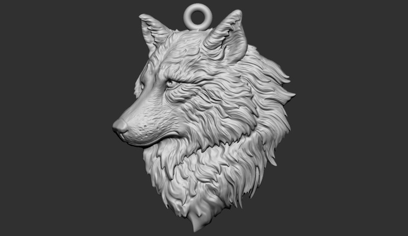 Wolf head pendant 3D printmodel .c4d .max .obj .3ds .fbx .stl .blend