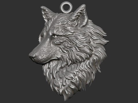 Wolf head pendant 3D printmodel