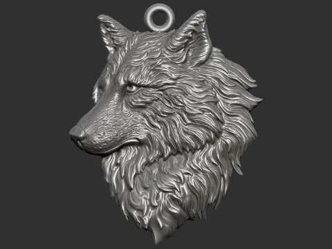 Wolf head pendant 3D Print Model