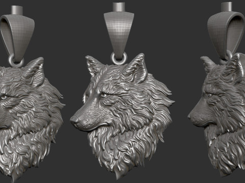 Wolf head pendant 3D printmodel