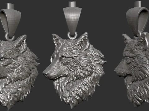 Wolf head pendant 3D Print Model