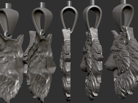 Wolf head pendant 3D printmodel