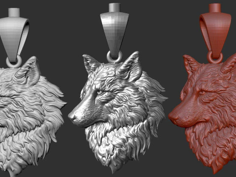 Wolf head pendant 3D Print Model