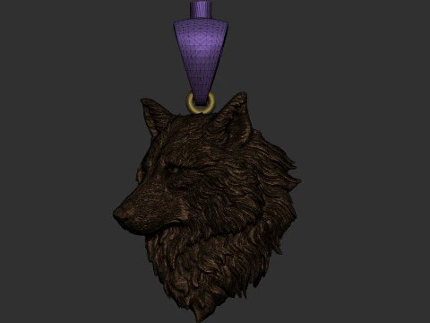 Wolf head pendant 3D Print Model