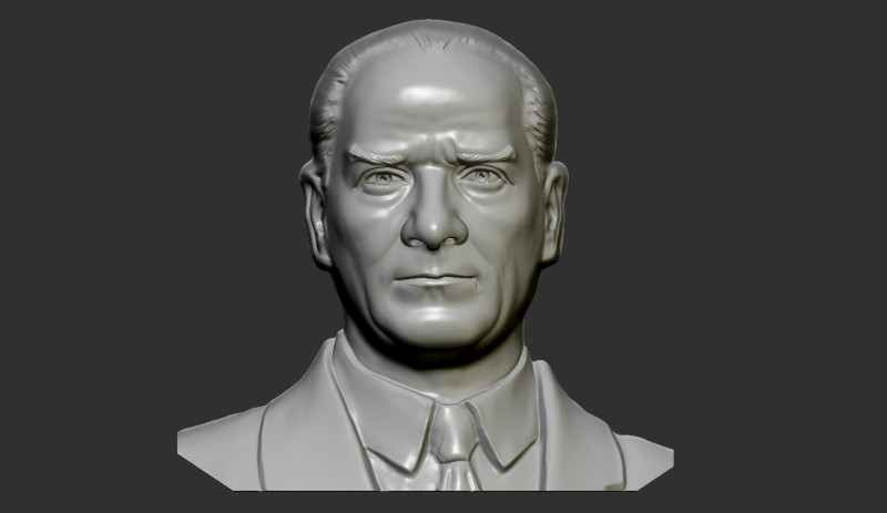 Gazi Mustafa Kemal Ataturk Bas Relief 3D Baskı Modeli .c4d .max .obj .3ds .fbx .stl .blend