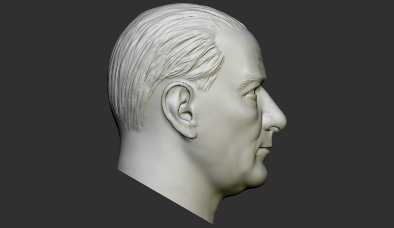 Gazi Mustafa Kemal Atatürk Bas Rölyefi 3D Baskı Modeli .c4d .max .obj .3ds .fbx .stl .blend