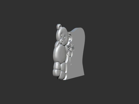 Tombstone with teddy bear figure 3D Print Model