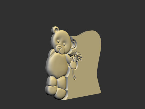 Tombstone with teddy bear figure 3D Baskı Modeli