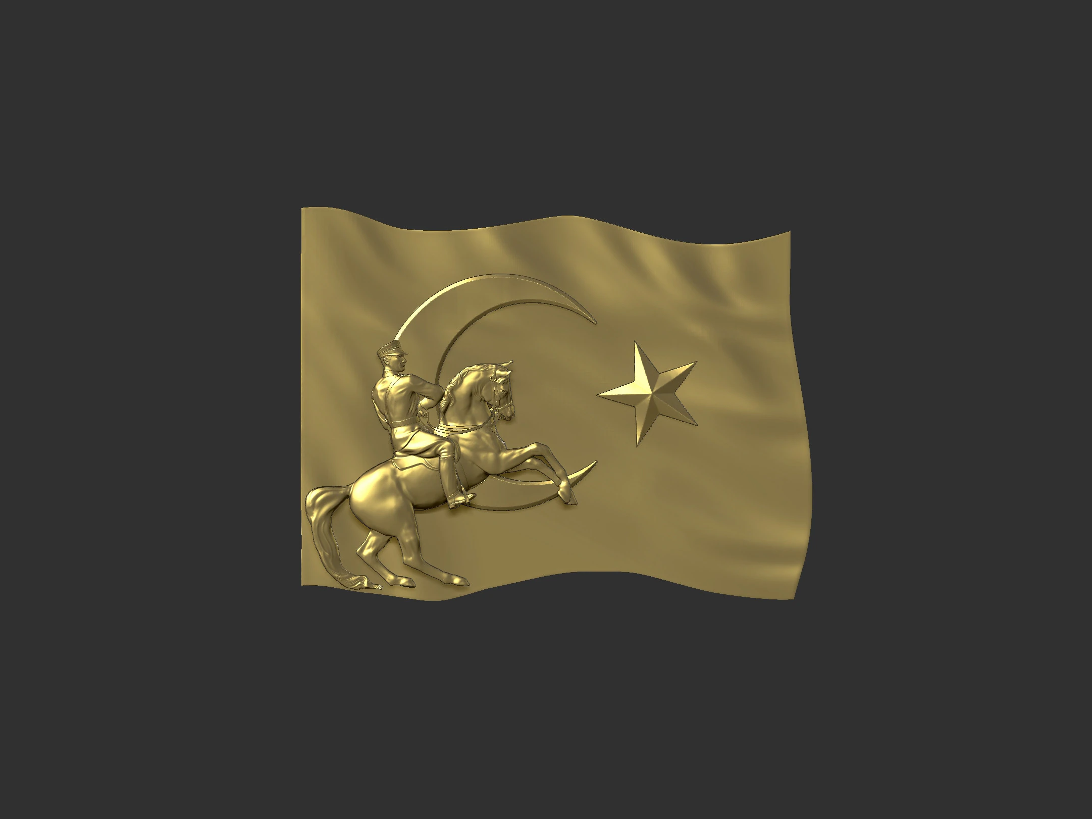 Gazi Mustafa Kemal Ataturk and Turkish Flag 3D Print Model .c4d .max .obj .3ds .fbx .stl .blend 