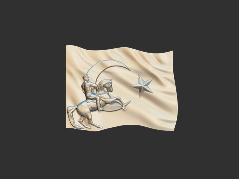 Gazi Mustafa Kemal Ataturk and Turkish Flag 3D 打印模型