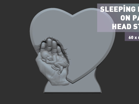 Sleeping Baby on Palms Headstone 3D Baskı Modeli