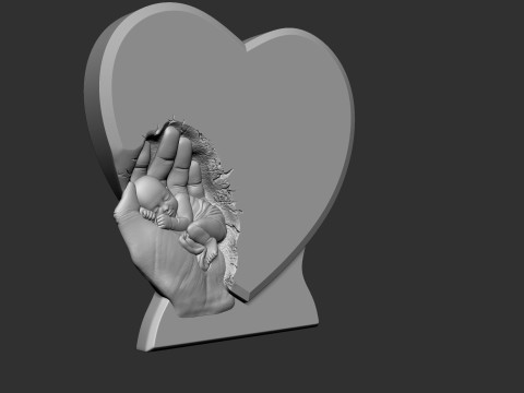 Sleeping Baby on Palms Headstone 3D Baskı Modeli