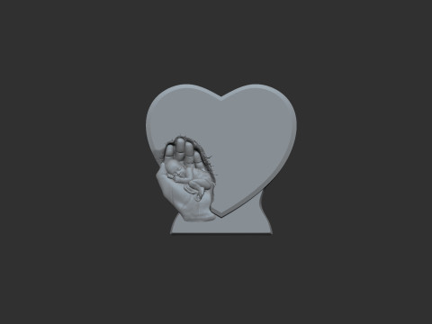 Sleeping Baby on Palms Headstone 3D Baskı Modeli