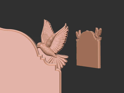 Tombstone with Dove 3D Print Model