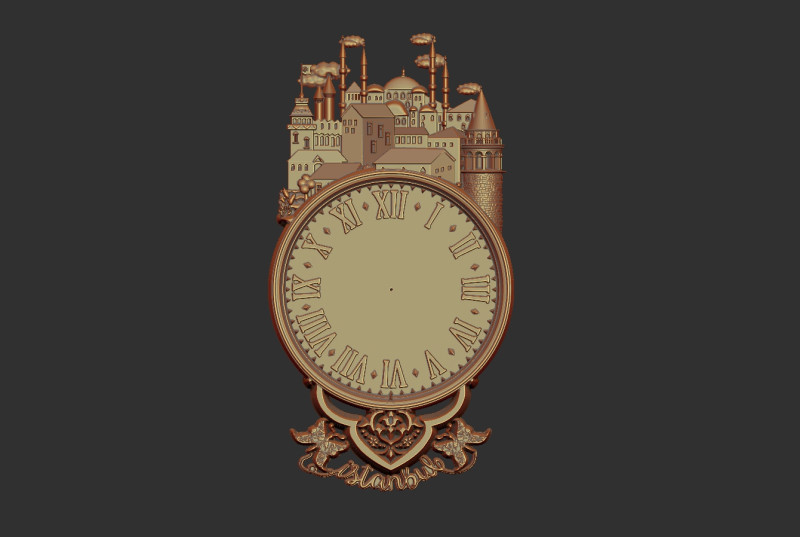 Istanbul city wall clock 3D Print Model .c4d .max .obj .3ds .fbx .stl .blend