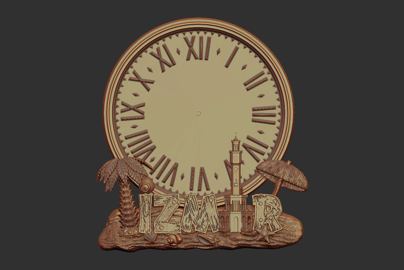Izmir city wall clock 3D Print Model .c4d .max .obj .3ds .fbx .stl .blend 