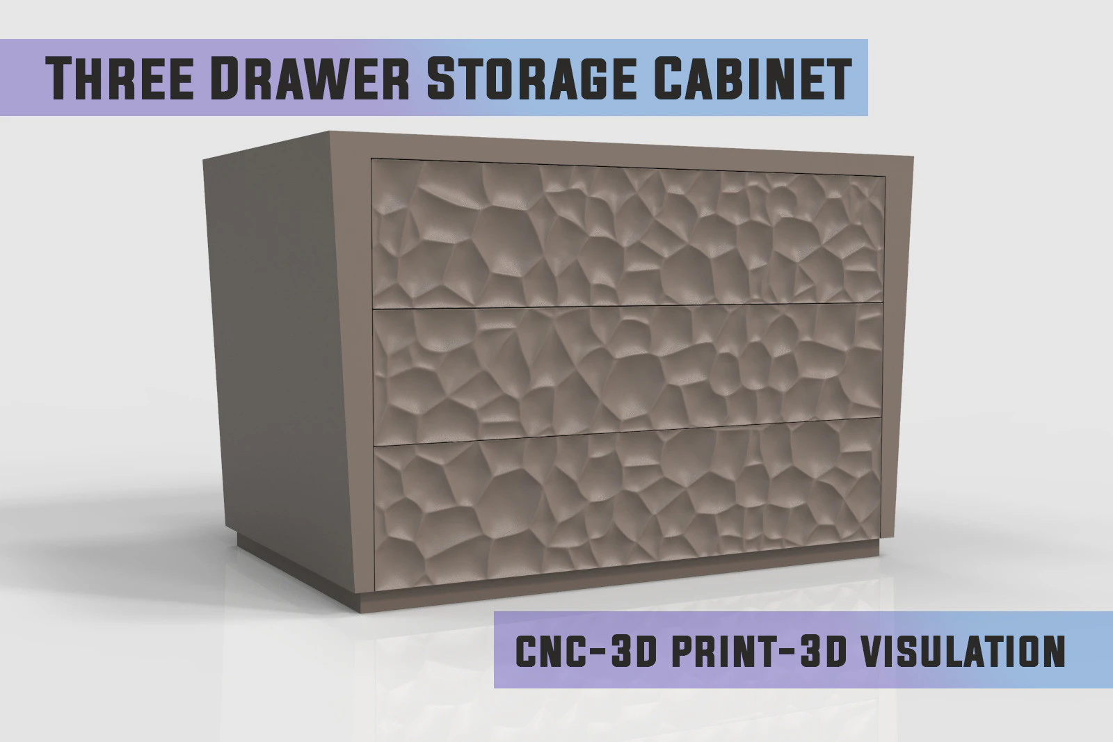 Three Drawer Storage Cabinet 3D Print Model .c4d .max .obj .3ds .fbx .stl .blend 