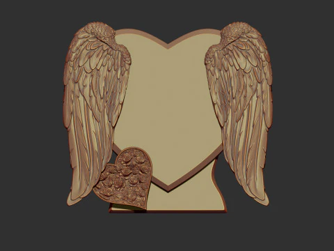 Hart en engelenvleugels grafsteen 3D printmodel