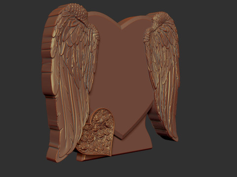 Heart and Angel Wings Tombstone 3D 打印模型