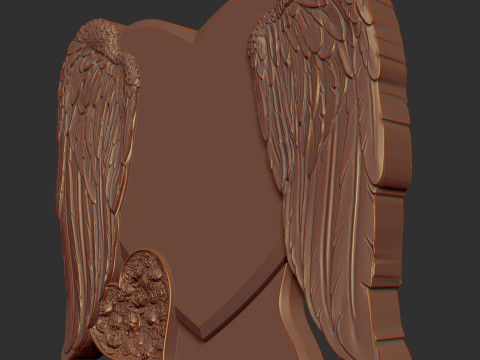 Heart and Angel Wings Tombstone 3D 打印模型