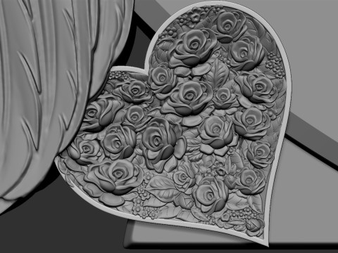 Heart and Angel Wings Tombstone 3D 打印模型