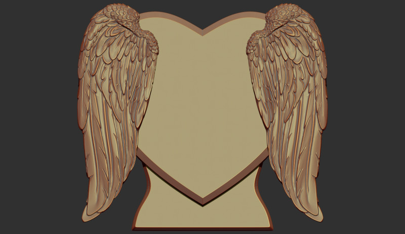 Heart and Angel Wings Tombstone 3D Принт Модель .c4d .max .obj .3ds .fbx .stl .blend 