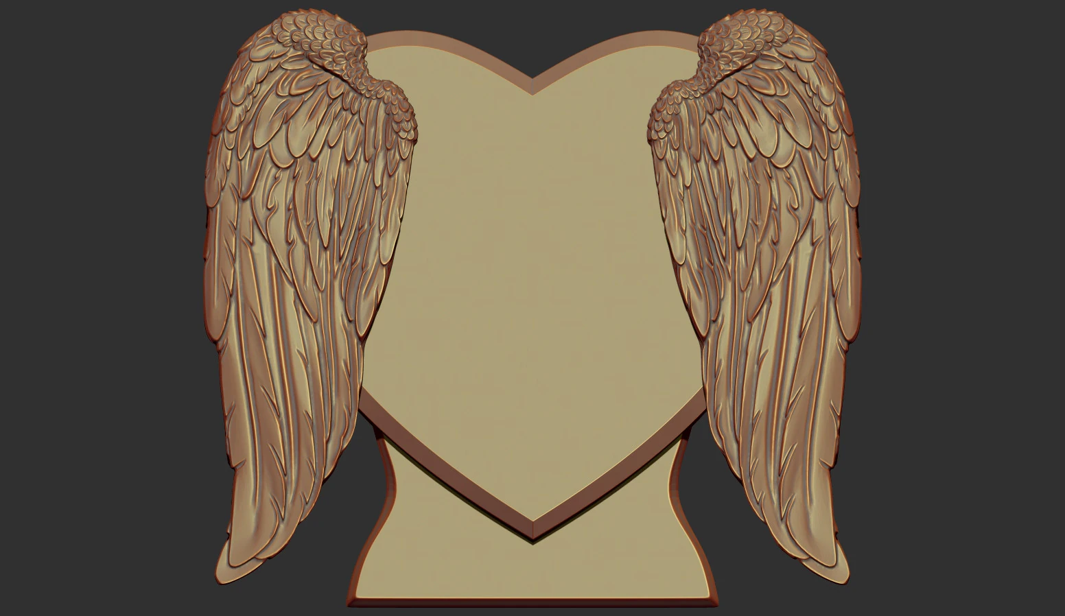 Heart and Angel Wings Tombstone 3D Print Model .c4d .max .obj .3ds .fbx .stl .blend 
