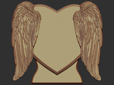 Heart and Angel Wings Tombstone 3Dプリントモデル