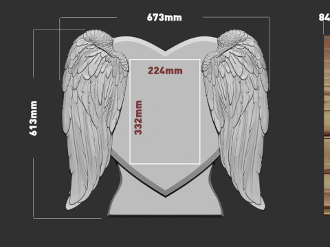 Heart and Angel Wings Tombstone 3D Принт Модель