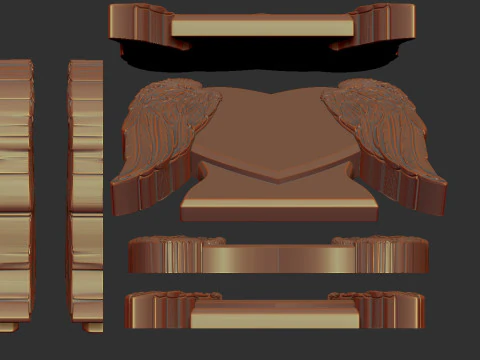 Heart and Angel Wings Tombstone 3D Print Model