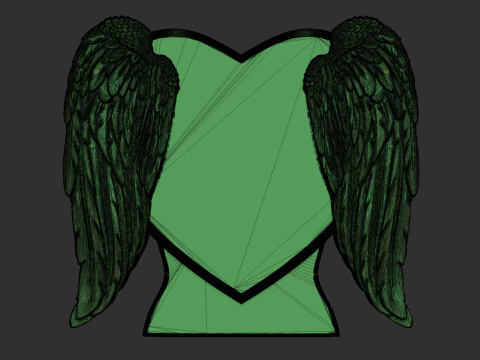 Heart and Angel Wings Tombstone 3D Print Model