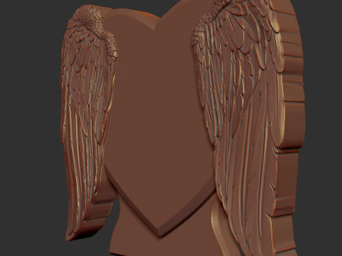 Heart and Angel Wings Tombstone 3D Print Model