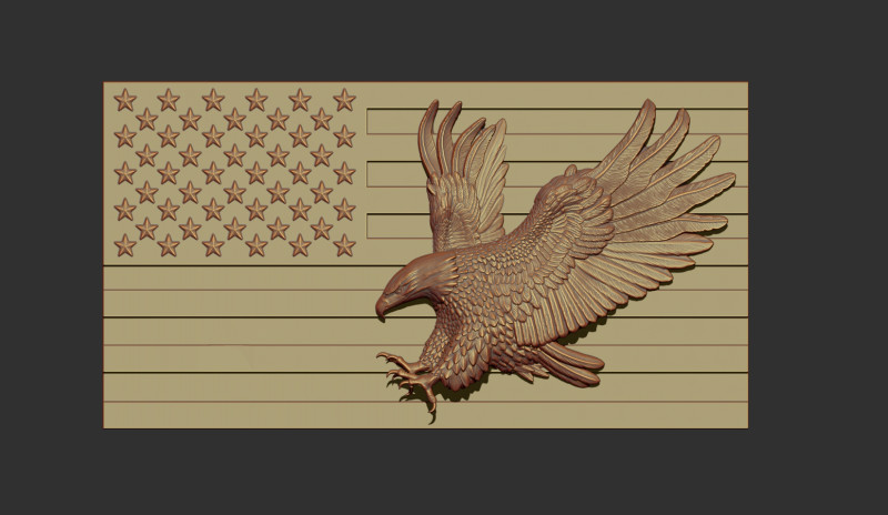 American Flag and Eagle Bas Relief 3D Принт Модель .c4d .max .obj .3ds .fbx .stl .blend 