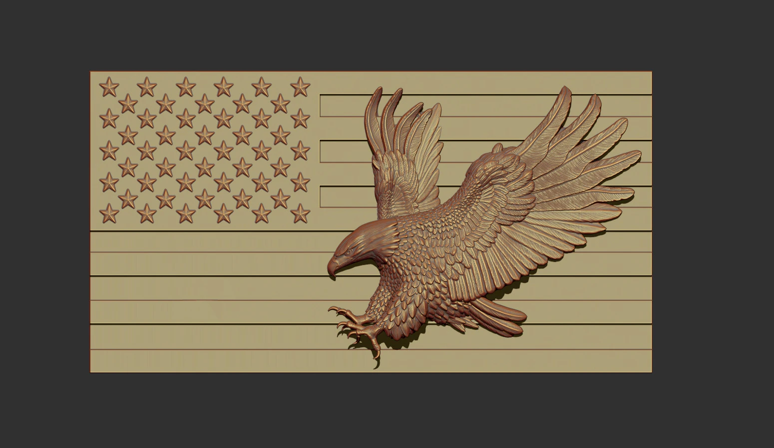 American Flag and Eagle Bas Relief 3D Print Model .c4d .max .obj .3ds .fbx .stl .blend