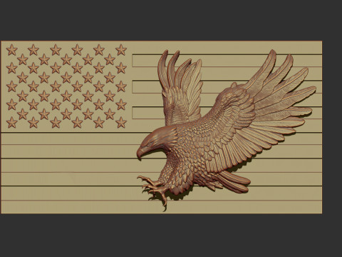 American Flag and Eagle Bas Relief 3D 打印模型