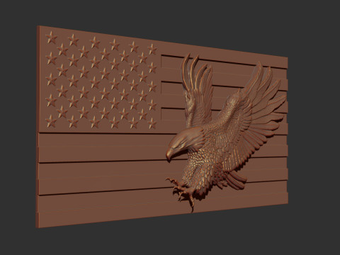 American Flag and Eagle Bas Relief 3D Принт Модель