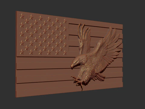 American Flag and Eagle Bas Relief 3D Print Model