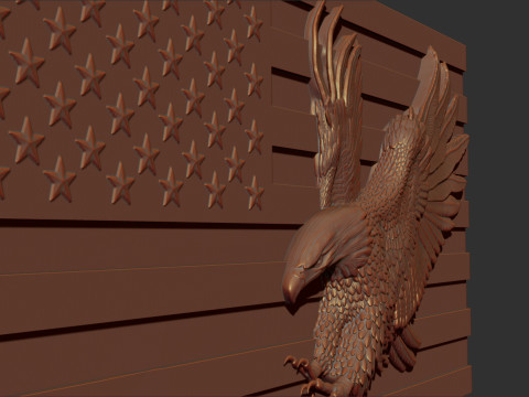 American Flag and Eagle Bas Relief 3D Принт Модель