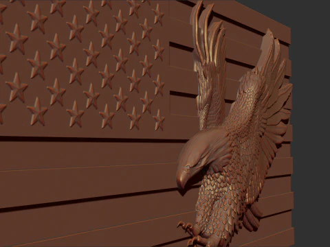 American Flag and Eagle Bas Relief 3D Print Model